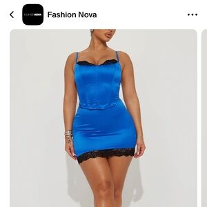 Blue two piece matching skirt set